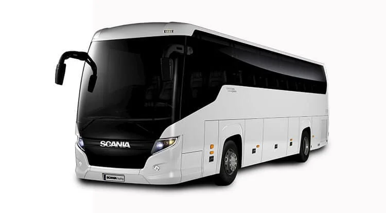 White AC luxury coach bus